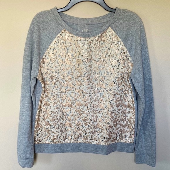 LOFT Sequin and Lace Sweatshirt - Picture 1 of 6
